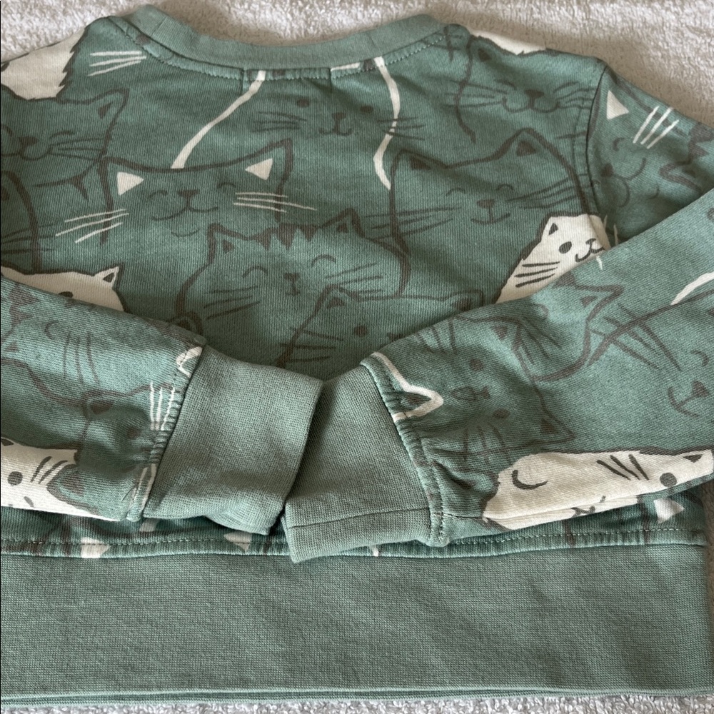 Peek Seafoam Green Cat Print Crewneck Sweatshirt - Picture 10 of 13